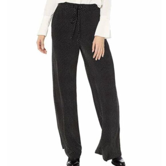 NWOT Nanette Lepore‎ Women Large Black/White Polka Dot Elastic Waist Pants Large - Picture 1 of 2